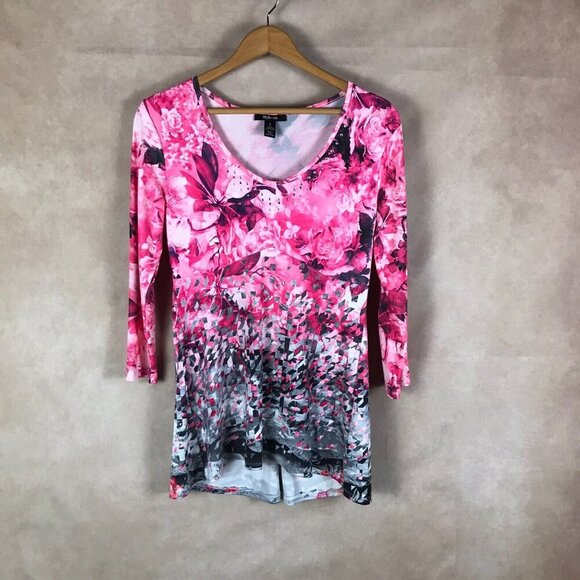 Style & Co. Pink Floral Soft Stretchy Tunic Top Size SMALL - Picture 5 of 7